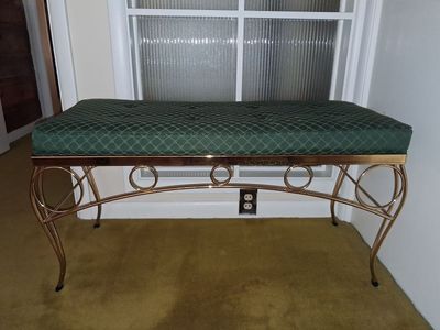 Vintage Green Tufted Bench