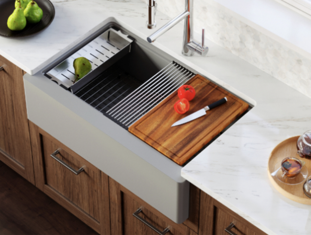 Karran 34" Quartz Farmhouse Kitchen Sink