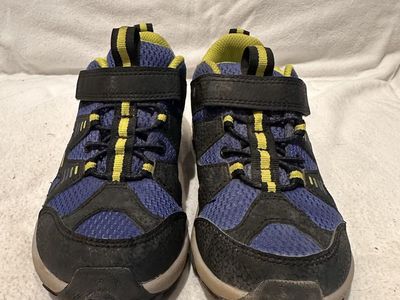 Merrell youth size 1 navy/lime, trim, hiking shoes