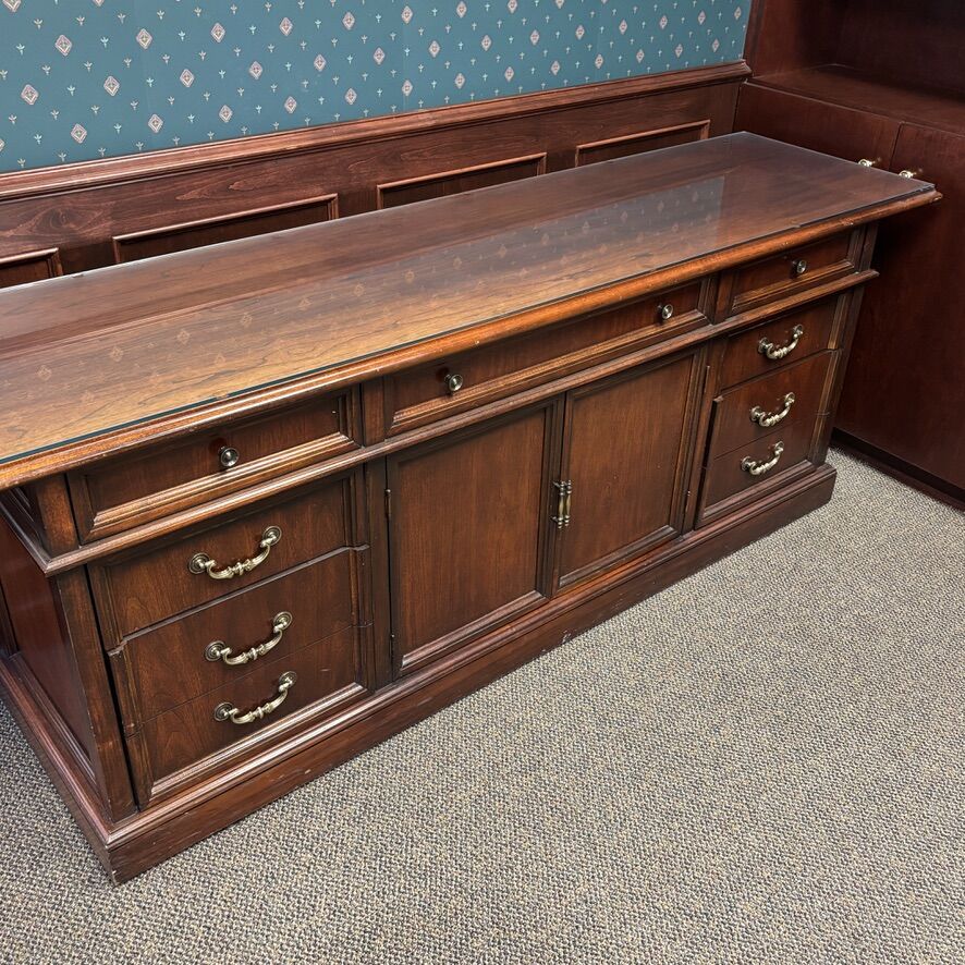 Solid Wood Vintage Executive Credenza – 83” – Antique Style – $525 OBO