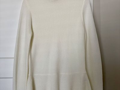 White Mockneck Peplum Sweater