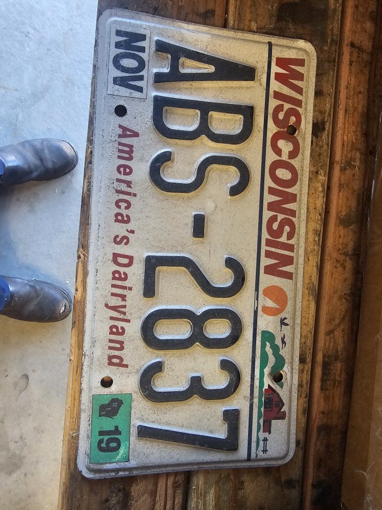 Vintage Wisconsin ABS-2837 "America's Dairyland" License Plate - Embossed Metal