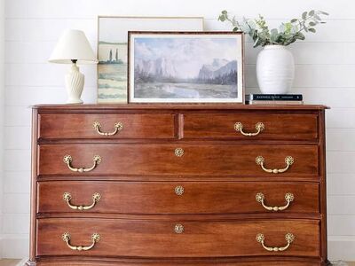 Vintage Walnut Davis Cabinet Company 5 Drawer Dresser | Vintage Walnut 5 Drawer Chest