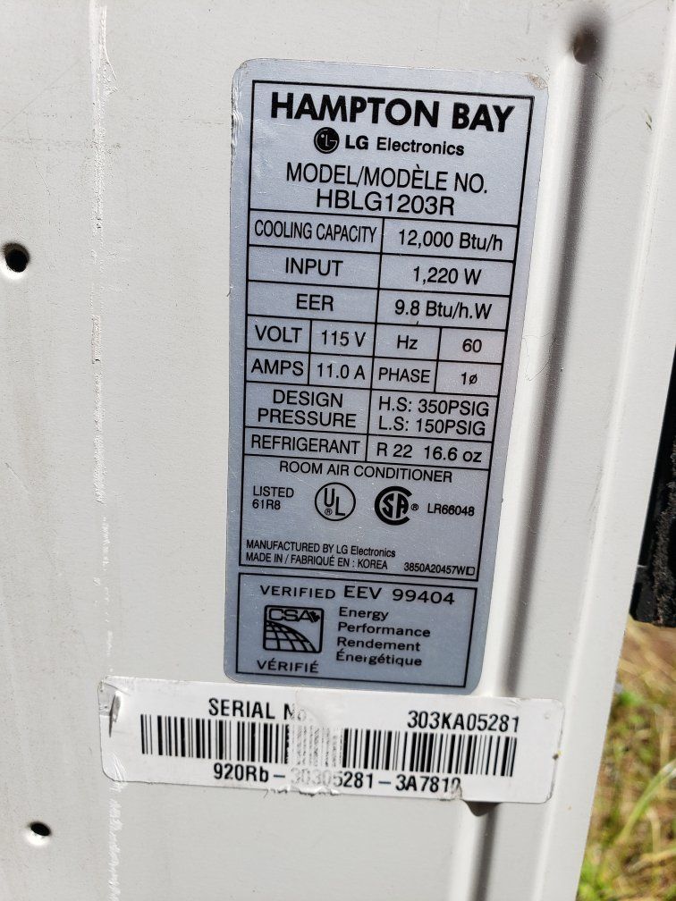 Hampton Bay 12,000 BTU Window AC Unit (HBLG1203R) - Works Great