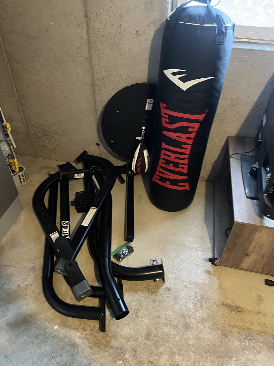 Everlast Heavy Bag Stand & Punching Bag Combo - Black, Durable Home Gym Fitness Equipment