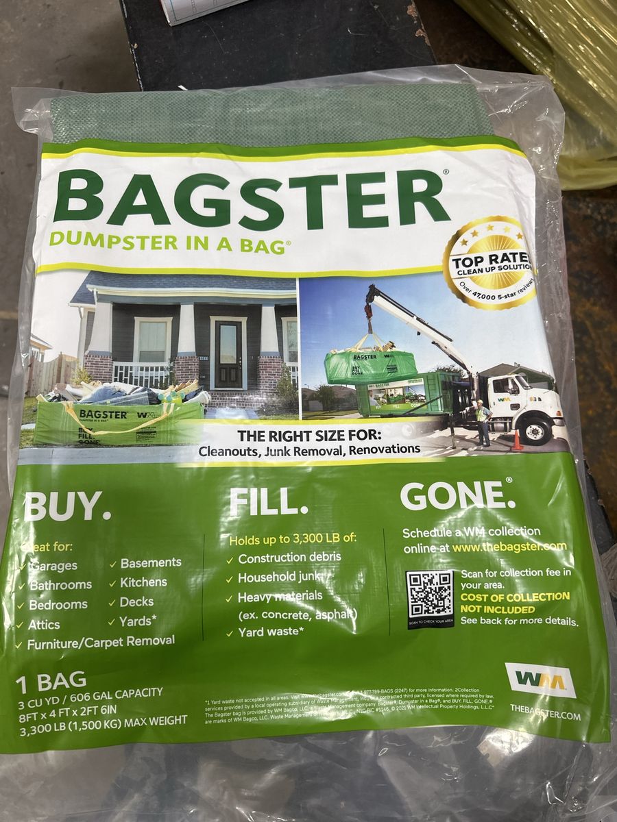 12 x Bagster Dumpster In A Bag - 3 Cu Yd / 3300 lb Capacity