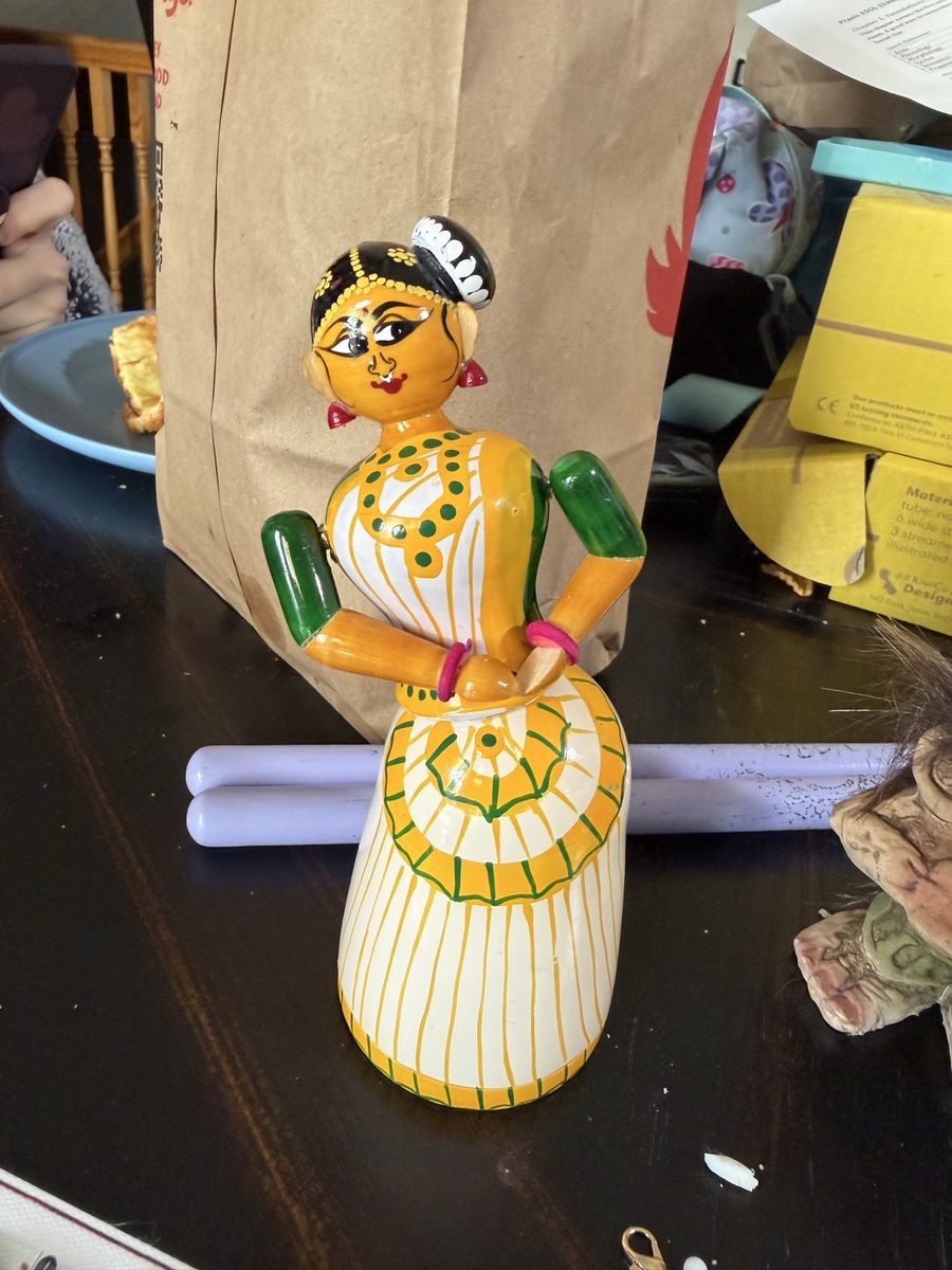 Handcrafted Indian Dancer Wooden Doll - Collectible Home Decor