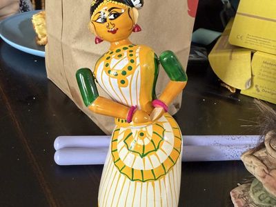 Handcrafted Indian Dancer Wooden Doll - Collectible Home Decor