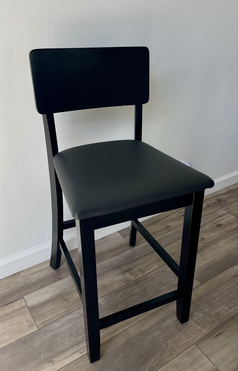 Linon Torino Black Wood Counter Stool 24" Padded Seat NIB