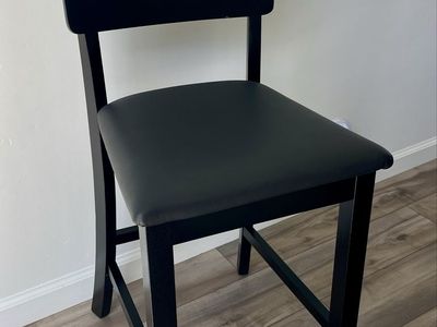 Linon Torino Black Wood Counter Stool 24" Padded Seat NIB