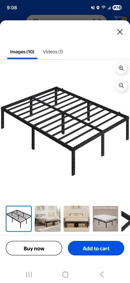 14" Queen Metal Platform Bed Frame 
Black*