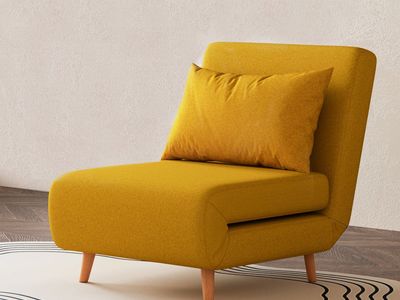 Yellow Convertible Sleeper Chair - Modern Design, Foldable Floor Sofa Bed