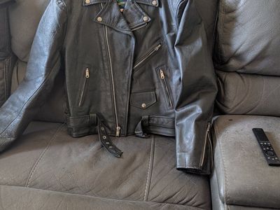 PLG Putnam Black Leather Motorcycle Jacket - Men's Size 40