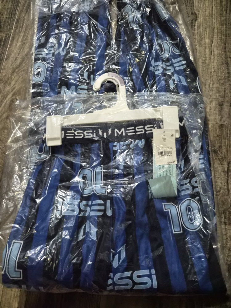New Lionel Messi Men's XL Blue/Black Striped Sleep Pajama Pants #10