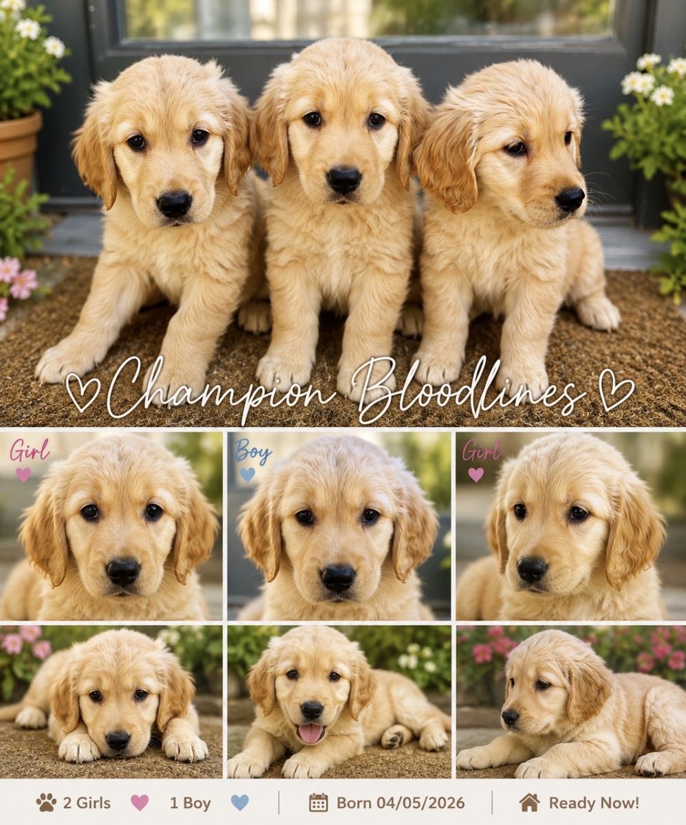 Golden Retriever Puppies – Champion Bloodlines – Ready for Their New Homes!