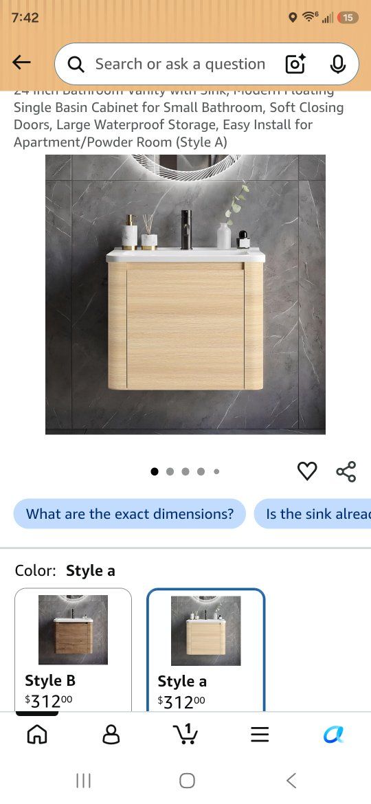 24-inch Modern Floating Bathroom Vanity with Sink - Soft Closing Doors & Waterproof Storage (Style A)