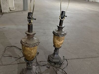 Matching Pair Of Marble Lamps