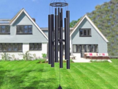 Large Outdoor Wind Chime - 46 inch Black Metal Tubes for Garden, Patio, or Home Decor