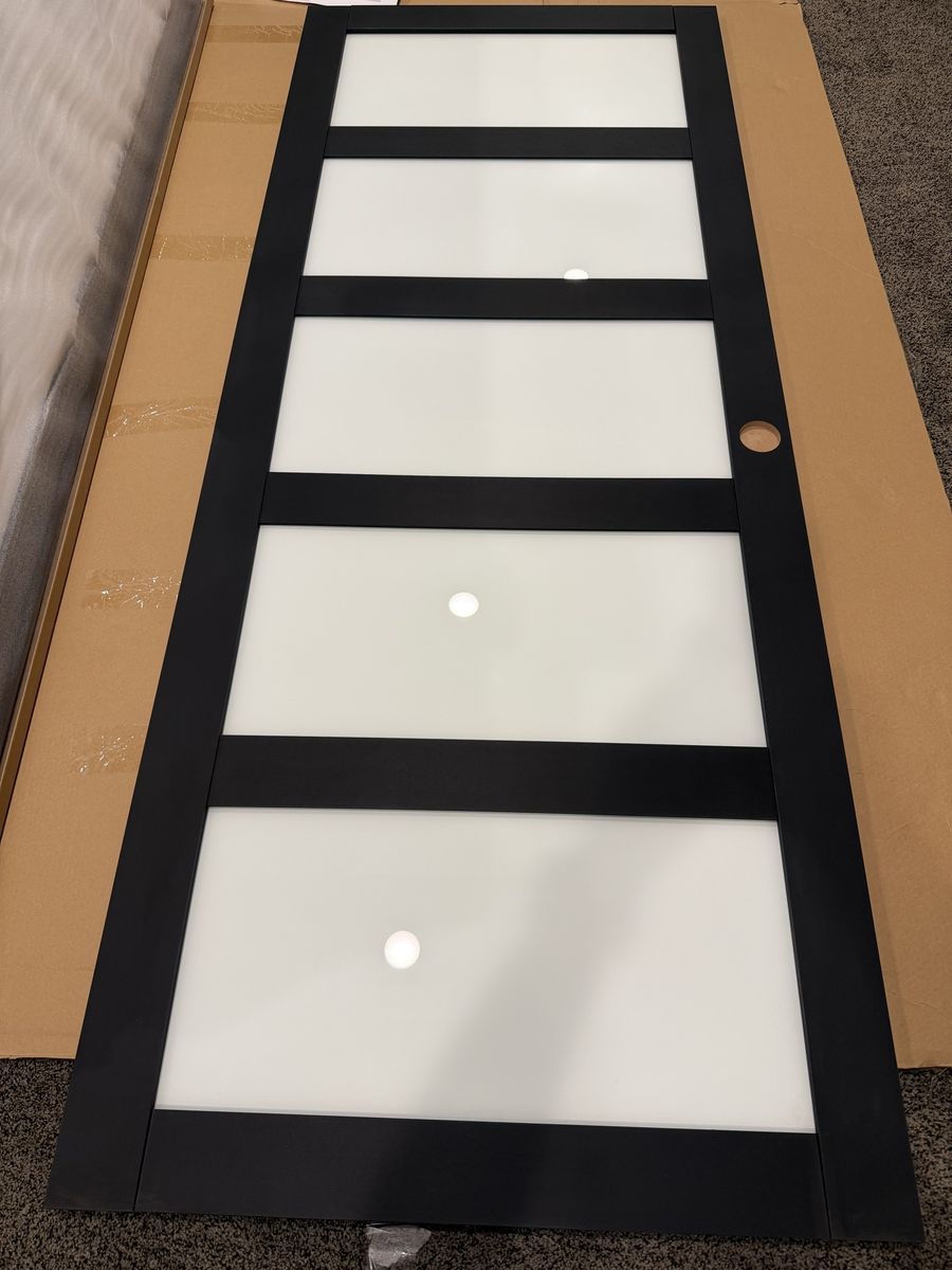 NEW Modern Black 5-panel Lite Frosted Glass Sliding Closet Door 60 x 80