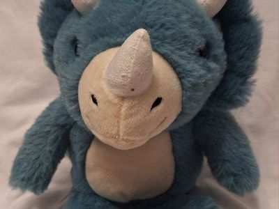 ebba Softiesaurus Traci Triceratops Blue Plush Stuffed Animal Toy