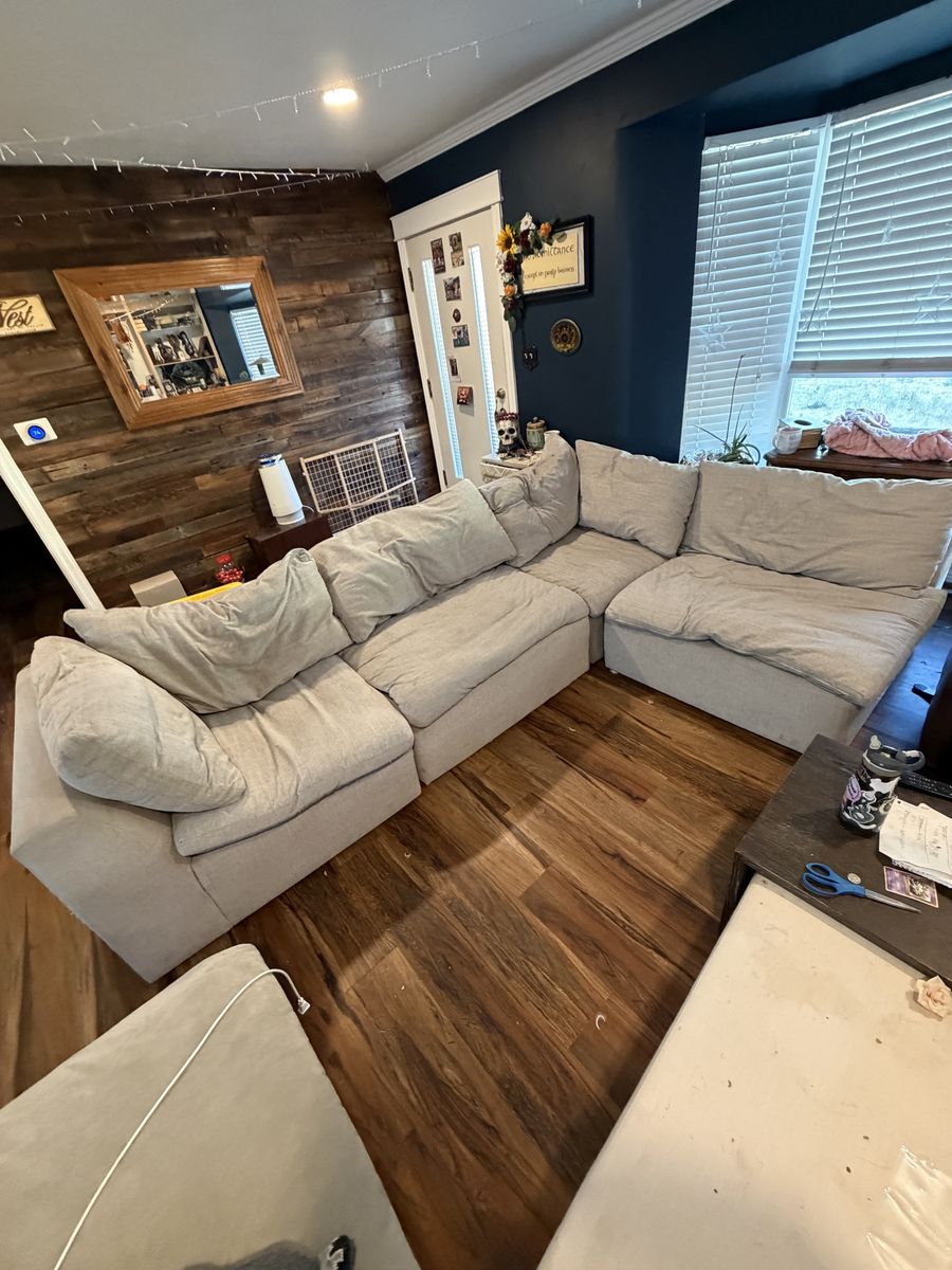 Large Sectional Sofa - Light Gray Fabric, Modular Design