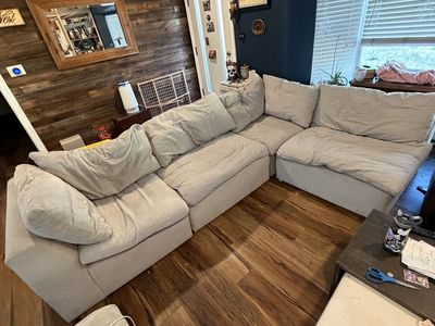 Large Sectional Sofa - Light Gray Fabric, Modular Design