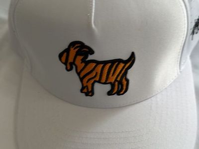 Waggle Golf White Performance Hat Cap with GOAT Embroidered Logo - OSFM Adjustable Snapback