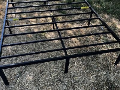 Black Metal Bed Frame - Quentin Size, Sturdy Slatted Platform