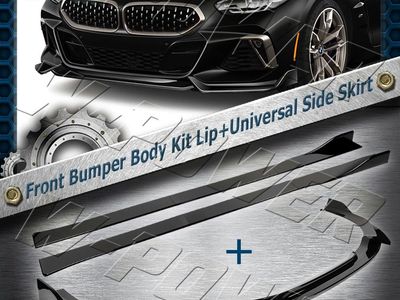 W-Power 9PC Painted Black For 2019-2022 BMW Z4 G29 Front Bumper Lip+Universal Side Skirt