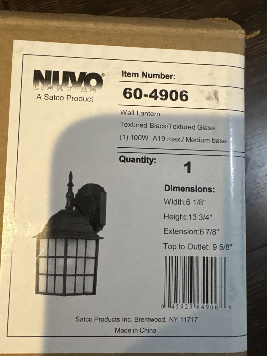 Nuvo Lighting 60-4906 Textured Black Wall Lantern with Textured Glass, 13.75" High