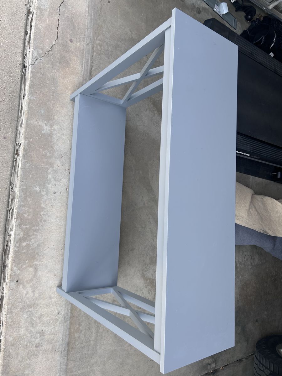 Gray Console Table with X-Design Sides