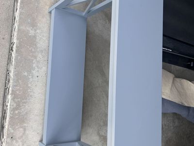 Gray Console Table with X-Design Sides