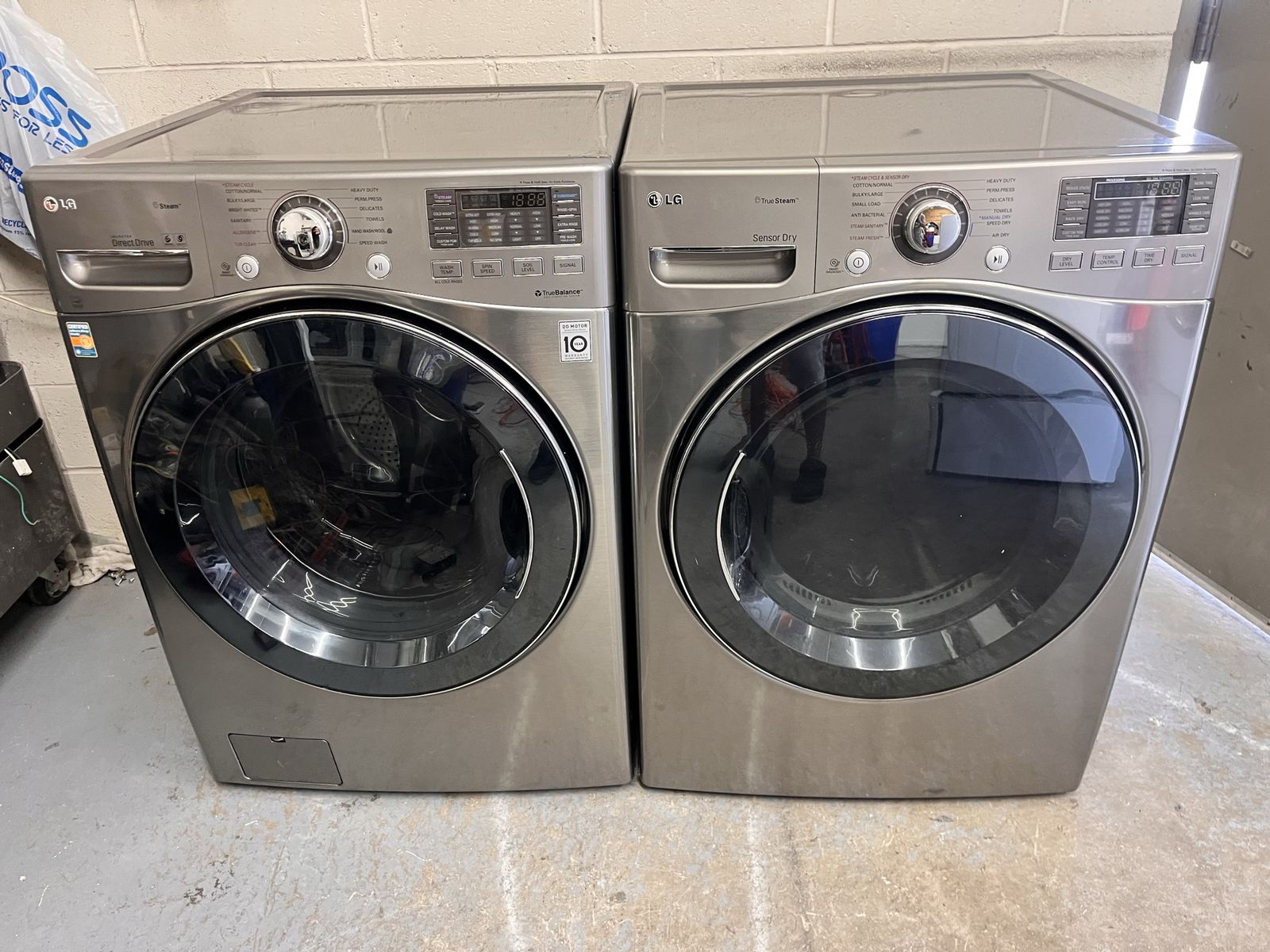 LG stainless washer and dryer set