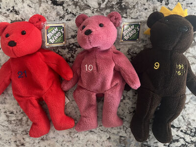 LOT OF 3 SALVINO’S BAMM BEANOS MLB BASEBALL 1998 BEANIE BABY BEARS TY VINTAGE