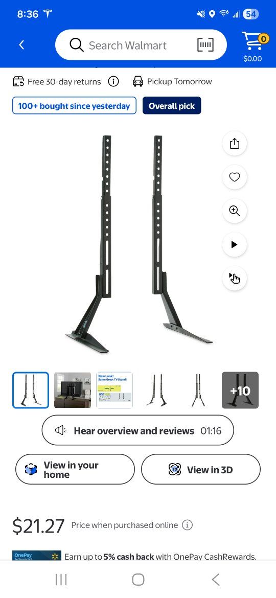 Onn. Tabletop TV Stand for 37 to 70 TVs Holds up