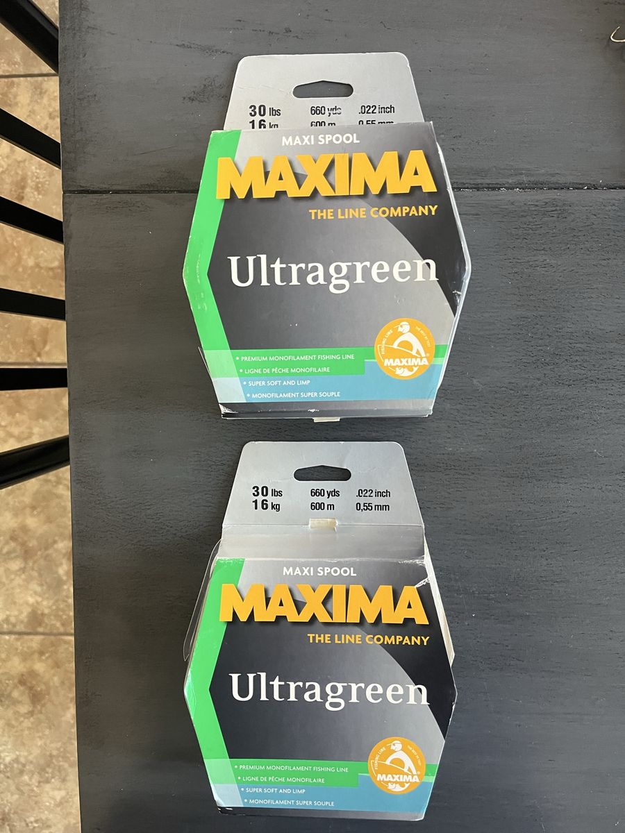 Maxima Ultragreen Monofilament Fishing Line, 30 lbs, 660 yds, .022 inch, Maxi Spool (2 Pack)