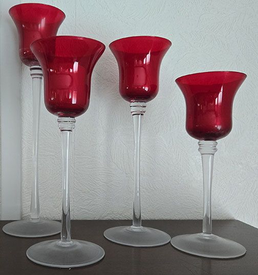 4 Red Long-stemmed Goblets