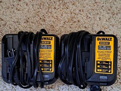 2-Pack DEWALT DCB107 12V/20V MAX Lithium Ion Battery Chargers - Excellent Condition