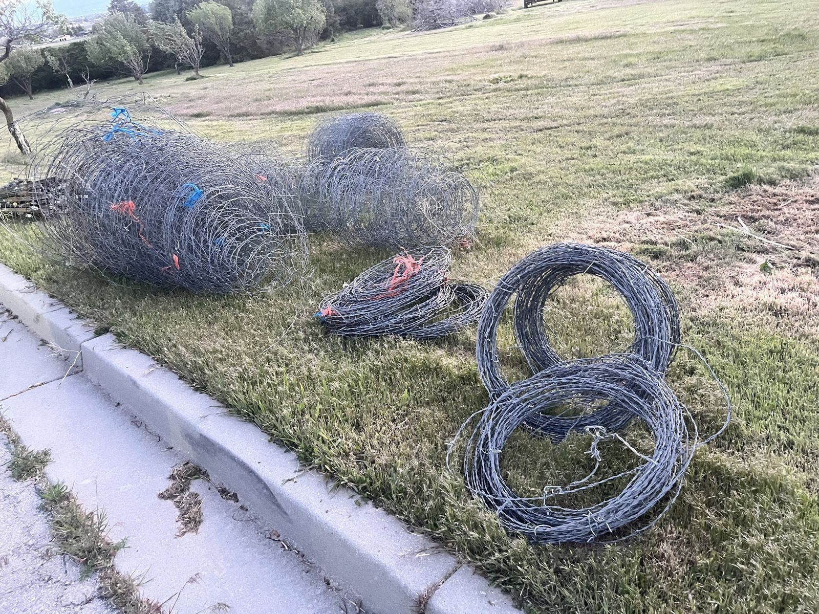 Fencing T posts barb wire and fence fabric