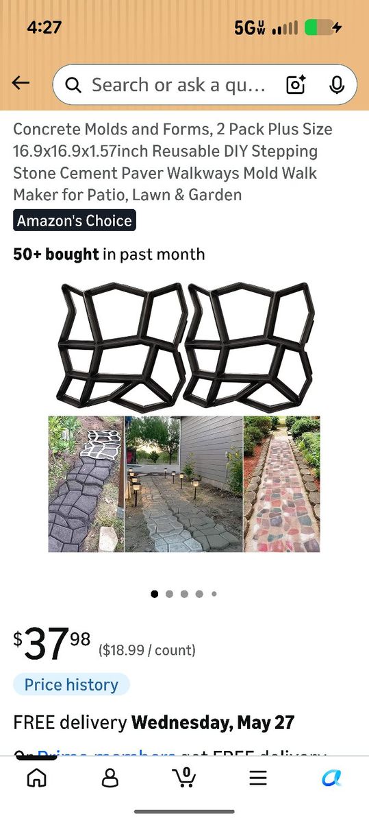NEW IN PACKAGE. 2 PIECE CEMENT STEPPING STONE MOLD REUSABLE.
