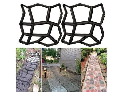 NEW IN PACKAGE. 2 PIECE CEMENT STEPPING STONE MOLD REUSABLE.