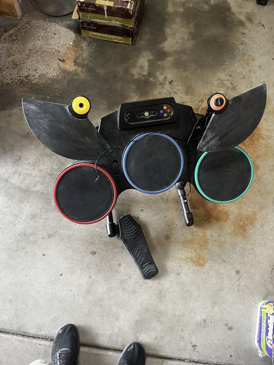 Xbox 360 Rock Band Wired Drum Kit Controller - Full Set with Pedal