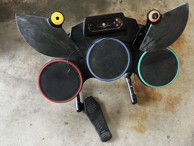 Xbox 360 Rock Band Wired Drum Kit Controller - Full Set with Pedal