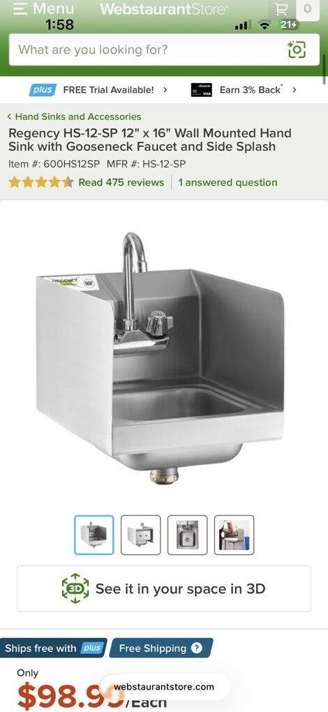 Restaurant Hand Sink