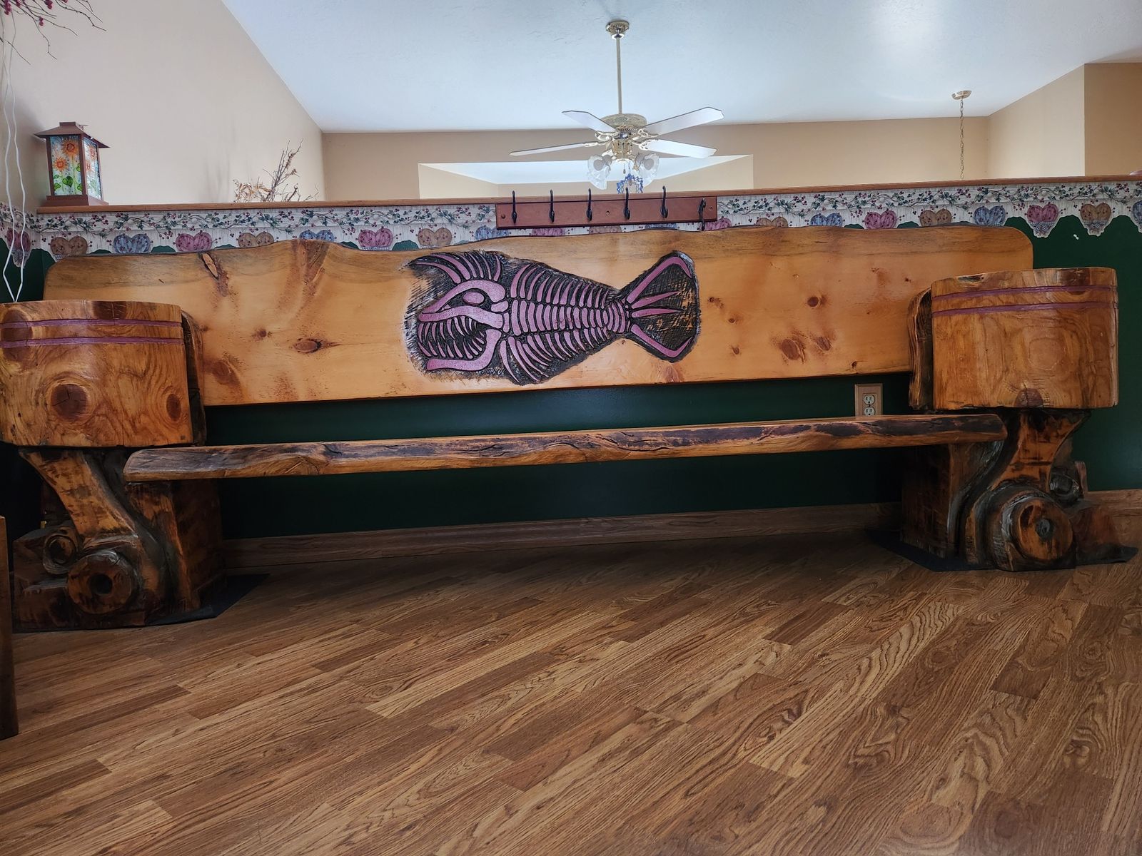 Custom Wood Carved Bench
