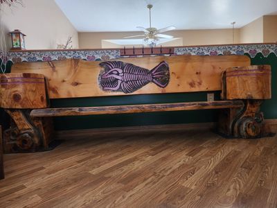 Custom Wood Carved Bench