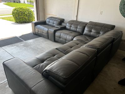 Ivy 6-Piece Leather Power Reclining Sectional