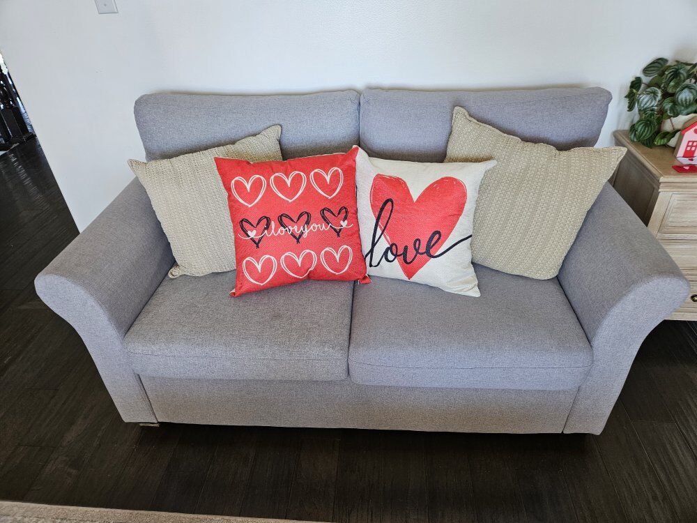 Modern Grey Loveseat Sofa - Smoke-Free & Pet-Free