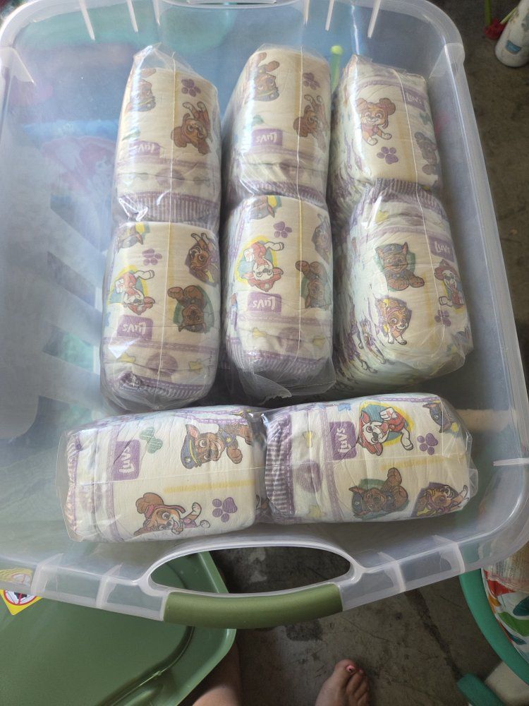 Luvs Paw Patrol Diapers Size 3, Quantity 50-60, Unopened Packs