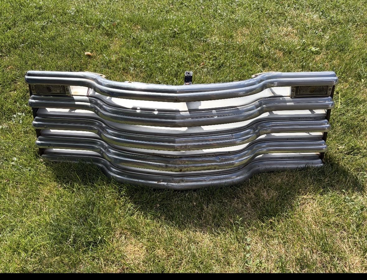 Vintage Chevrolet Truck Grille - Classic Chrome & White Auto Part (Condition: Used, Rust, Scratches)
